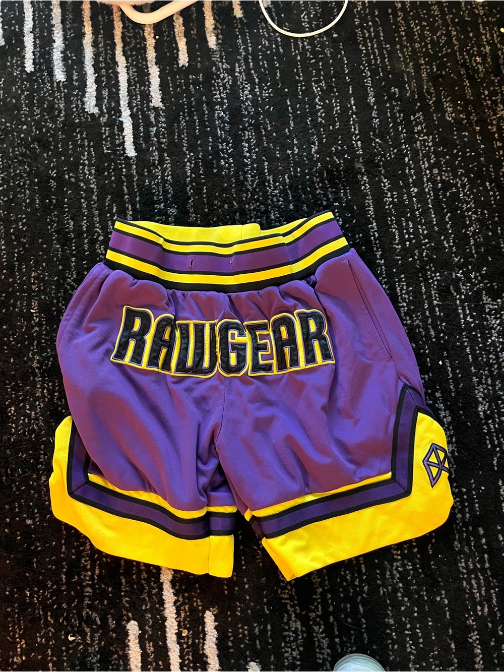 RAWGEAR Men’s Purple and Yellow Athletic Shorts